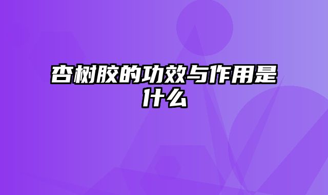杏树胶的功效与作用是什么