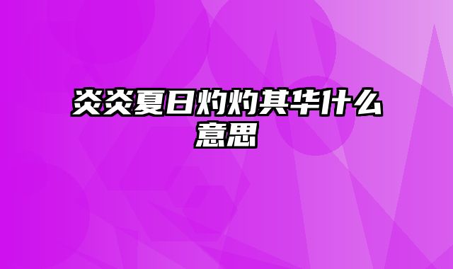 炎炎夏日灼灼其华什么意思