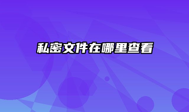 私密文件在哪里查看
