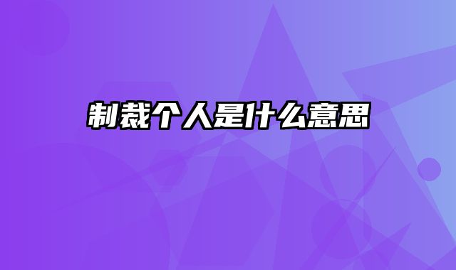 制裁个人是什么意思