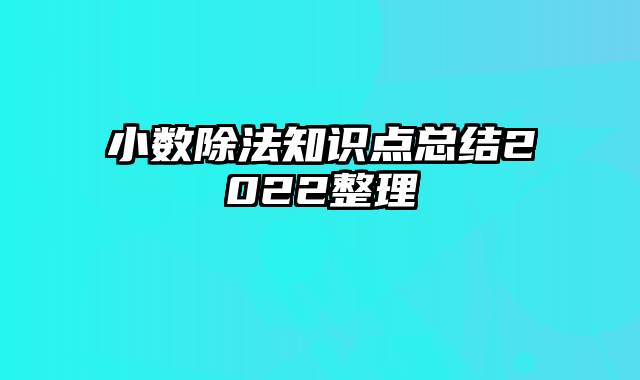 小数除法知识点总结2022整理