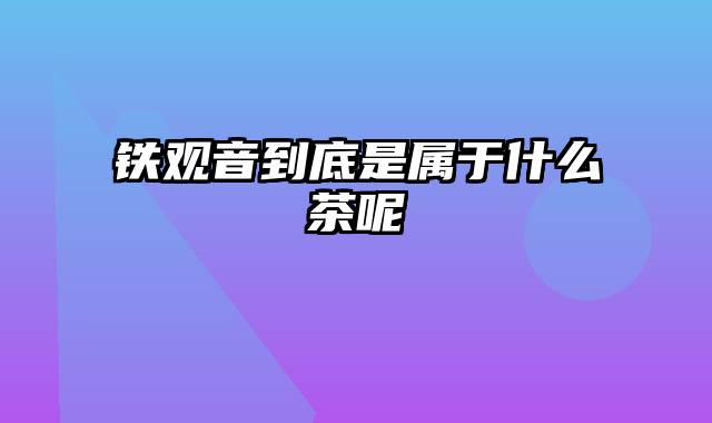 铁观音到底是属于什么茶呢