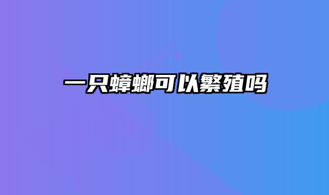 一只蟑螂可以繁殖吗