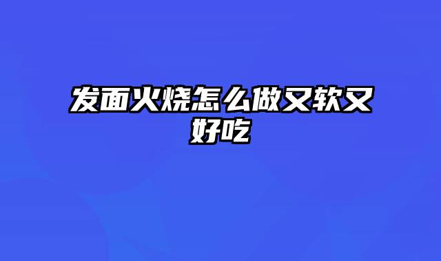 发面火烧怎么做又软又好吃
