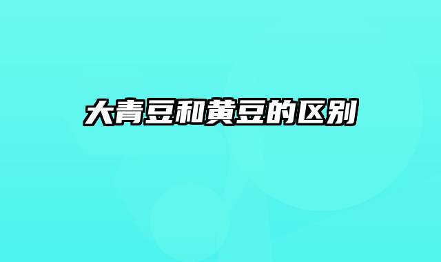 大青豆和黄豆的区别