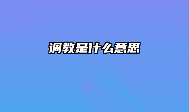 调教是什么意思