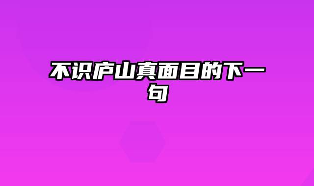 不识庐山真面目的下一句