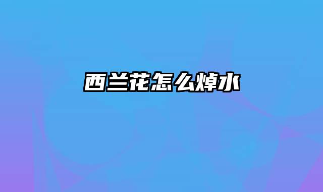 西兰花怎么焯水