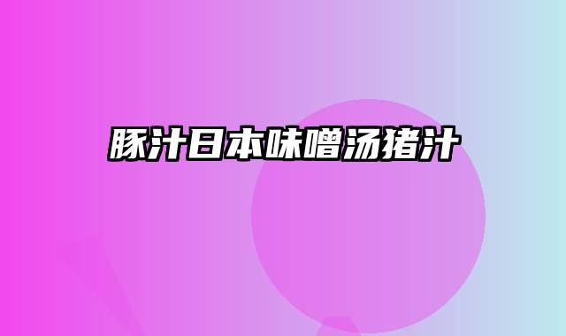 豚汁日本味噌汤猪汁