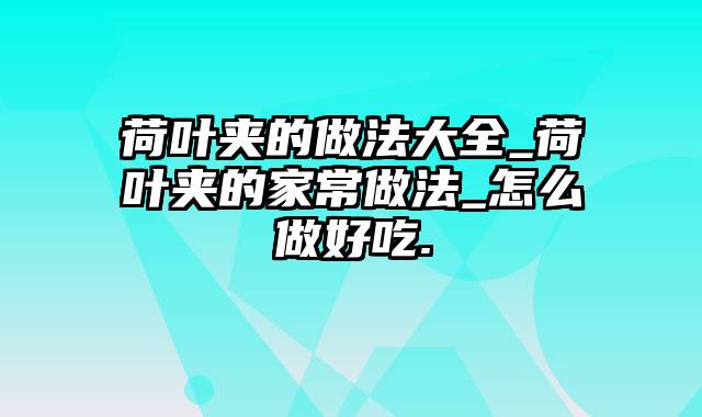 荷叶夹的做法大全_荷叶夹的家常做法_怎么做好吃.