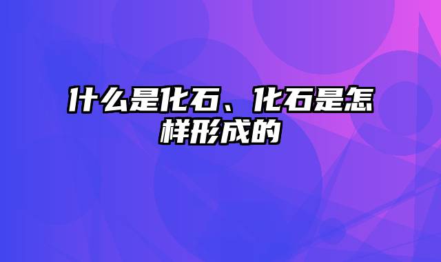 什么是化石、化石是怎样形成的