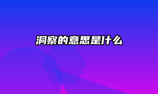 洞察的意思是什么