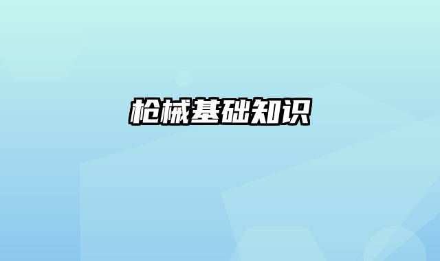 枪械基础知识