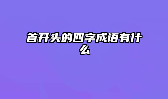 首开头的四字成语有什么