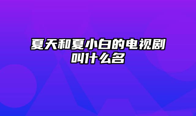 夏天和夏小白的电视剧叫什么名