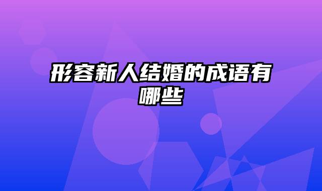 形容新人结婚的成语有哪些