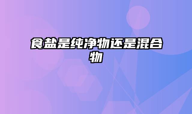 食盐是纯净物还是混合物