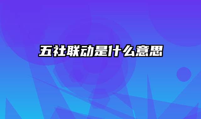 五社联动是什么意思