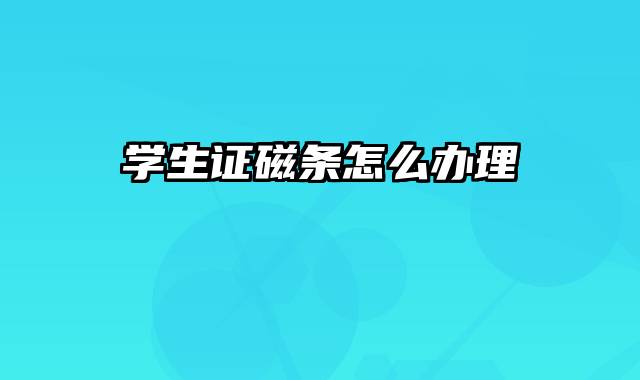 学生证磁条怎么办理
