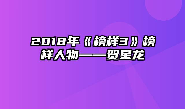 2018年《榜样3》榜样人物——贺星龙