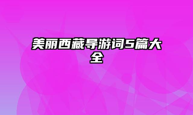 美丽西藏导游词5篇大全
