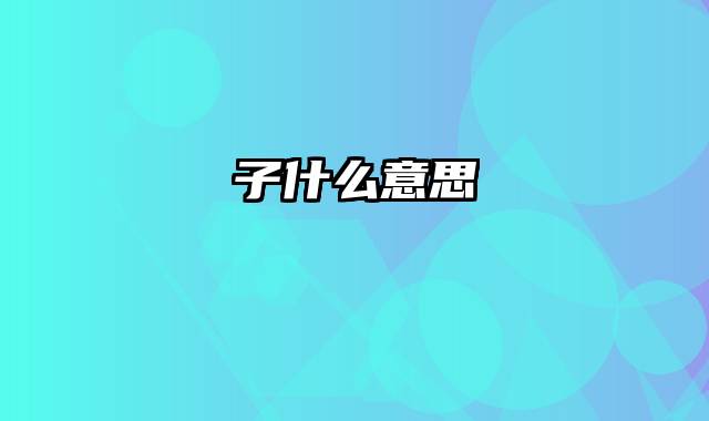 子什么意思
