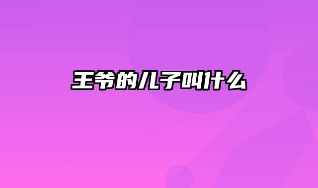 王爷的儿子叫什么