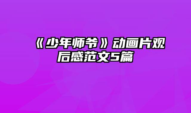 《少年师爷》动画片观后感范文5篇