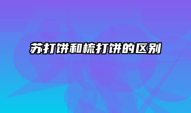 苏打饼和梳打饼的区别