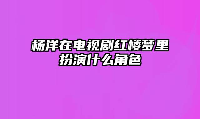 杨洋在电视剧红楼梦里扮演什么角色