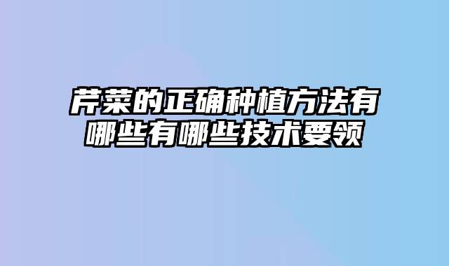 芹菜的正确种植方法有哪些有哪些技术要领