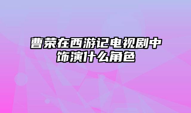 曹荣在西游记电视剧中饰演什么角色