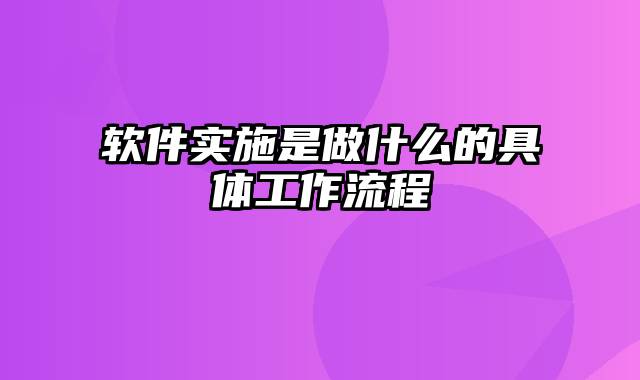 软件实施是做什么的具体工作流程