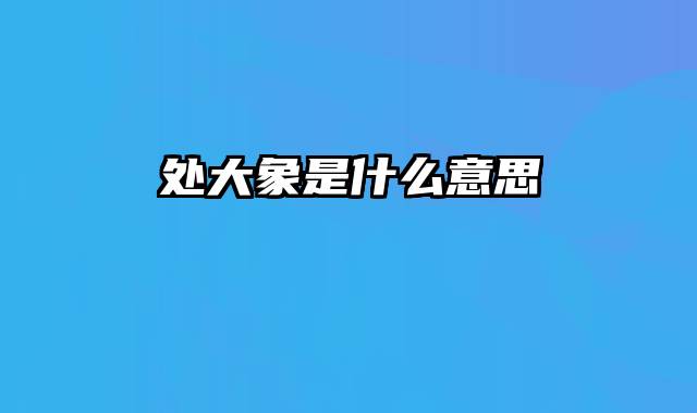 处大象是什么意思