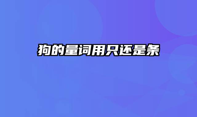 狗的量词用只还是条