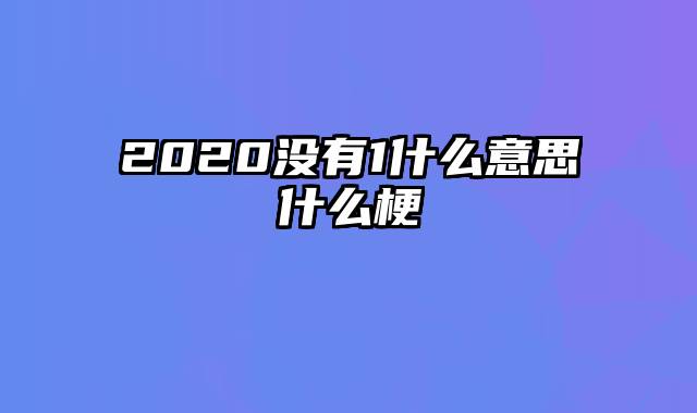 2020没有1什么意思什么梗