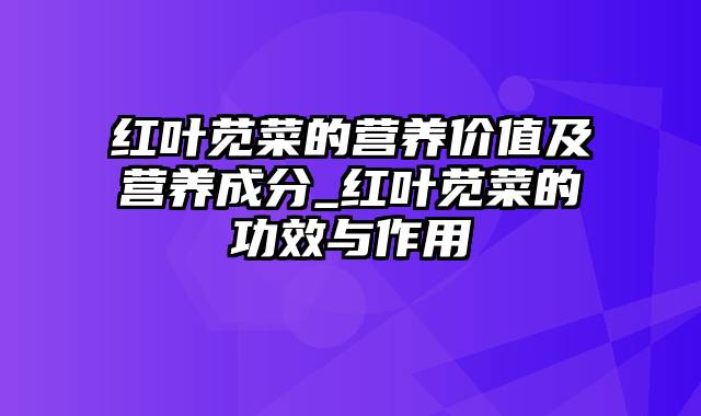 红叶苋菜的营养价值及营养成分_红叶苋菜的功效与作用