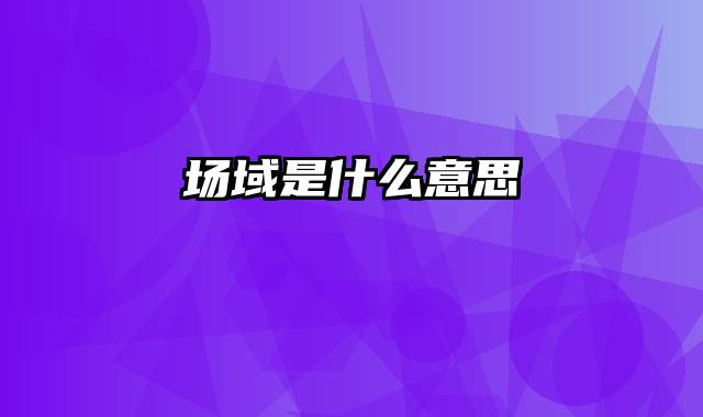 场域是什么意思