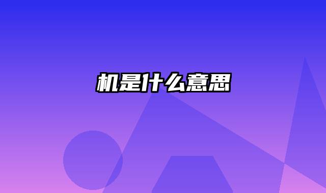 机是什么意思
