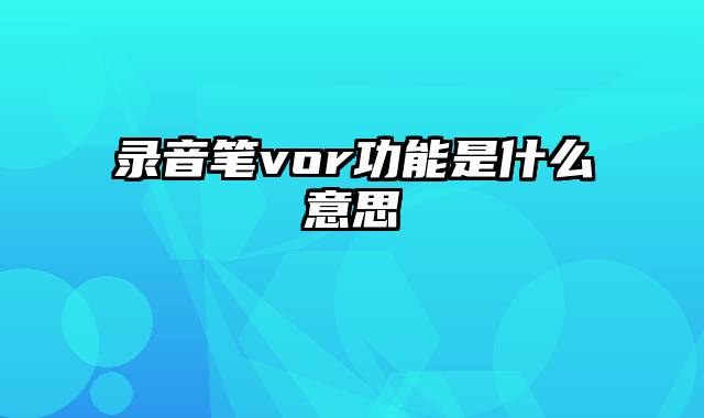 录音笔vor功能是什么意思