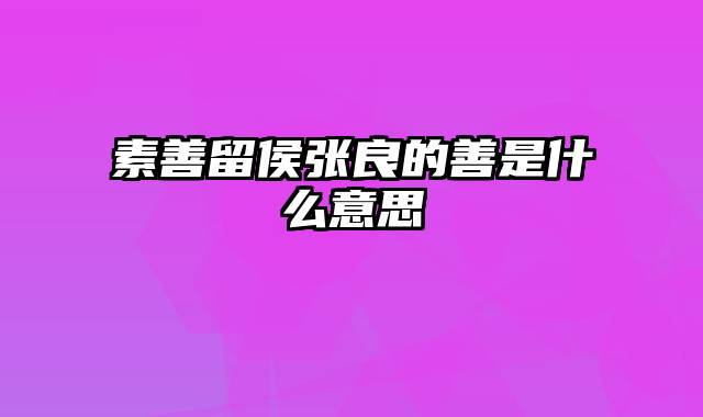 素善留侯张良的善是什么意思