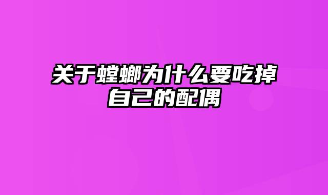 关于螳螂为什么要吃掉自己的配偶