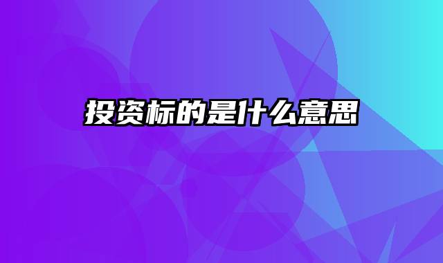 投资标的是什么意思