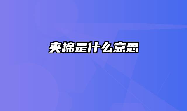 夹棉是什么意思