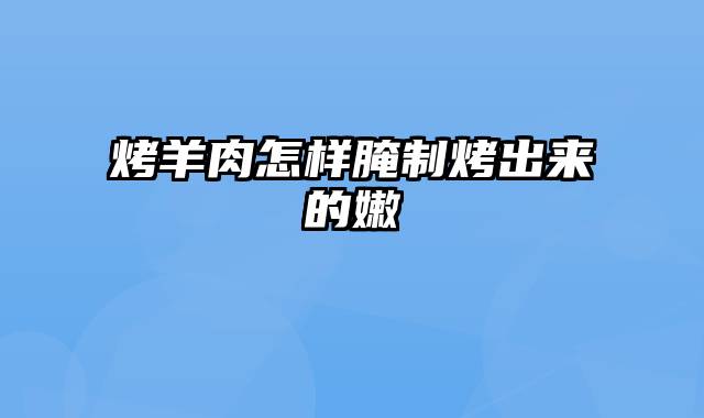 烤羊肉怎样腌制烤出来的嫩