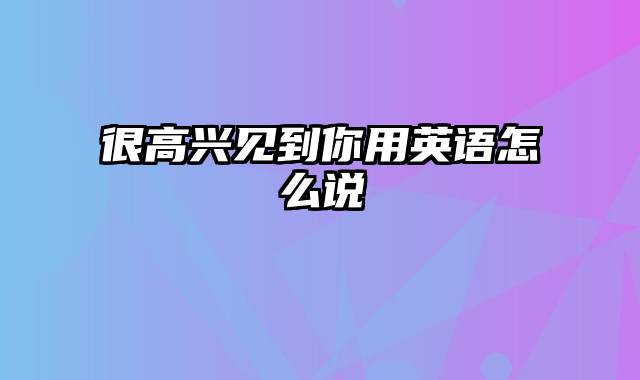 很高兴见到你用英语怎么说
