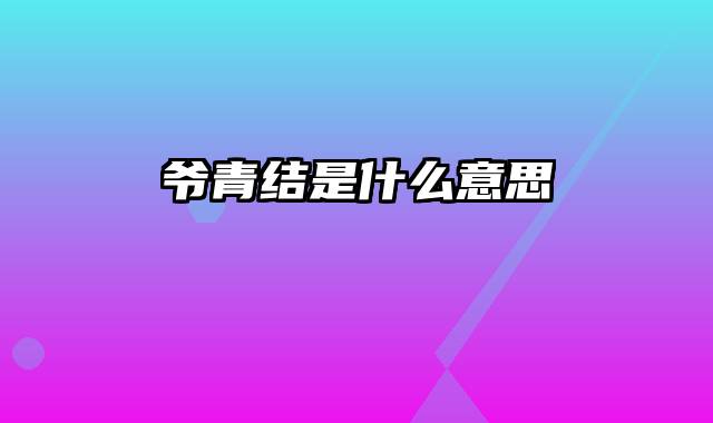 爷青结是什么意思