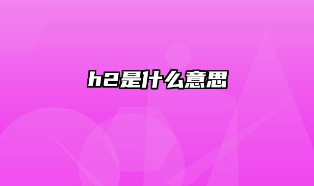 h2是什么意思