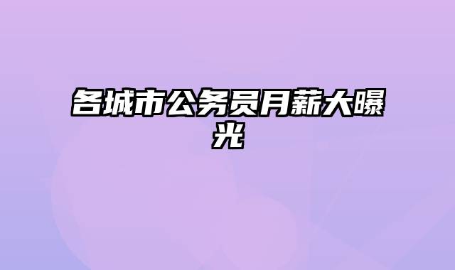 各城市公务员月薪大曝光