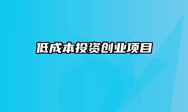 低成本投资创业项目